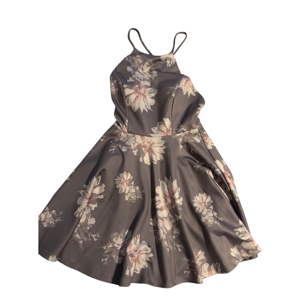 TRAC Skater Dress Floral Mauve Pink Spaghetti Strap NWT Romantic Small